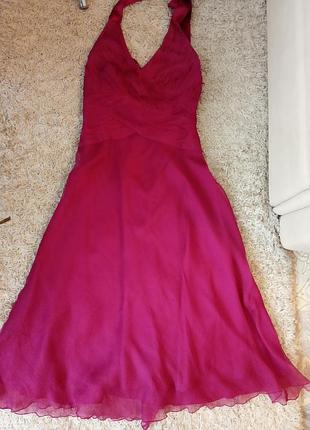 Натуральне ошатне плаття, 100% шовк, жатка, корсет