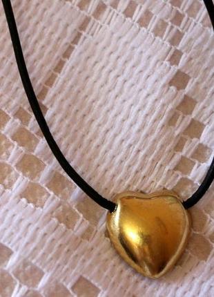Винтажный кулон с кристаллами сердце на кожаном шнурке чокер pilgrim дания3 фото