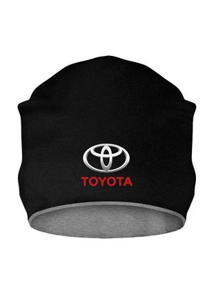 Шапка черная с принтом toyota1 фото