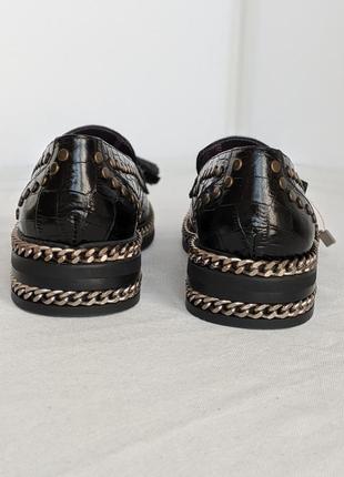 Лофери мокасини туфлі з натуральної шкіри з тисненням під крокодила ras5 фото