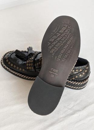 Лофери мокасини туфлі з натуральної шкіри з тисненням під крокодила ras6 фото