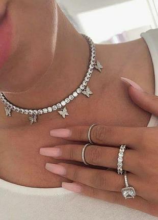 Колье чокер бабочки стразы ожерелье 5