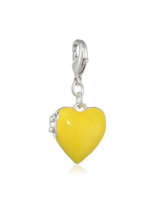 Кулон серце жовта емаль малий. pilgrim данія елітна ювелірна біжутерія1 фото