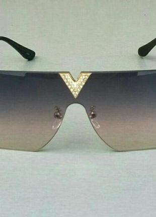 Брендові  окуляри маска жіночі сонцезахисні фіолетові з рожевим