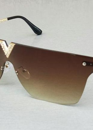 Брендові  окуляри маска жіночі сонцезахисні коричневі з градієнтом