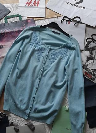 🦋 мягкий красивого голубого цвета кардиган с вышивкой бисером