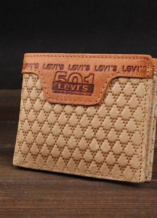 Чоловіче шкіряне портмоне гаманець levi's1 фото