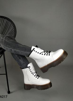 Женские белые популярные легкие недорогие ботинки на высокой платформе 🆕деми🆕6 фото
