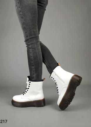 Женские белые популярные легкие недорогие ботинки на высокой платформе 🆕деми🆕5 фото