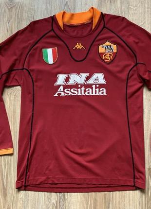 Вінтажна футбольна форма рашгард italy as roma kappa home 2001/2002 jersey long sleeve