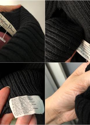 Christian dior boutique винтаж чёрный шерстяной свитер оверсайз гольф рубчик дизайнерский9 фото