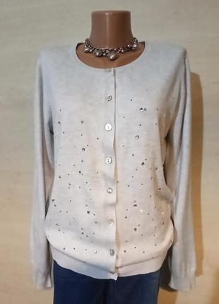 Меланжевая  кофта кардиган  со стразами marc layge
