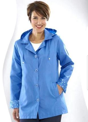 Голубая куртка anne de lancay /l/лавандовая ветровка с капюшоном плащ парка тренч