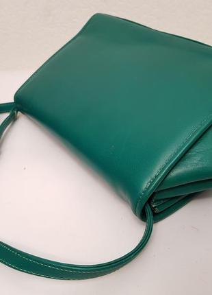 Нереально красивая кожаная сумочка crossbody made in italy цвет сочной травы6 фото