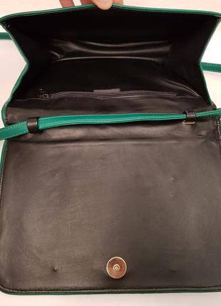 Нереально красивая кожаная сумочка crossbody made in italy цвет сочной травы9 фото