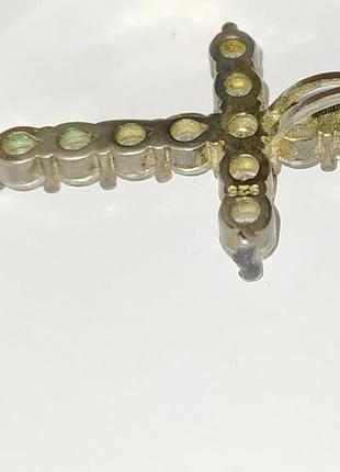 Женский крестик, бижутерия, с белыми кристаллами3 фото