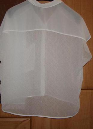 Шифоновая белая укороченная блузка bershka, размер м-l3 фото