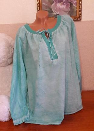 Хлопковая блуза с паэтками/батал.3 фото