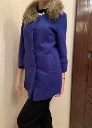 Кашемировое пальто, пиджак кашемировый с мехом, демисезонное полу-пальто3 фото