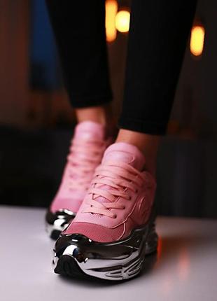 Женские кроссовки adidas x raf simons ozweego clear pink silver metallic9 фото