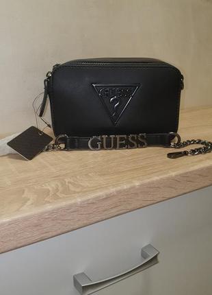 Черная сумка кроссбоди guess на плечо оригинал2 фото