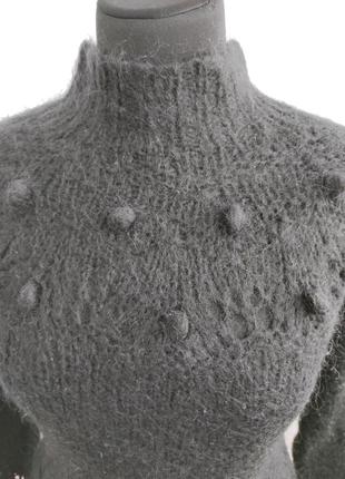 Трендовый ажурный мохеровый свитер с горлом от betty jackson black2 фото