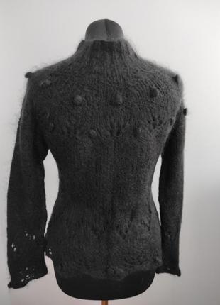 Трендовый ажурный мохеровый свитер с горлом от betty jackson black8 фото