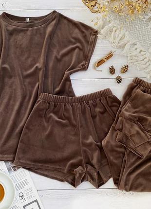 Дуже красивий оксамитовий комплект 3в1, подарунок дівчині, коханій