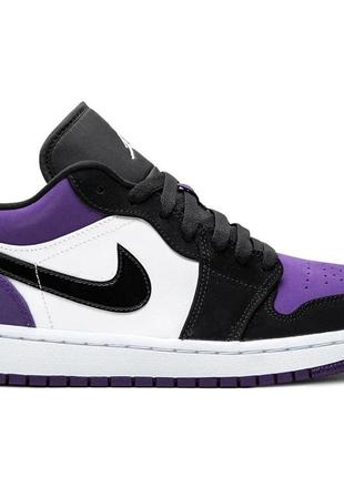 Кроссовки женские, мужские nike air jordan retro 1 low violet white разноцветные (найк аир джордан)1 фото