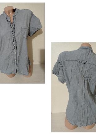 Блуза, серо-белого цвета в мелкую клетку, размер л-хл