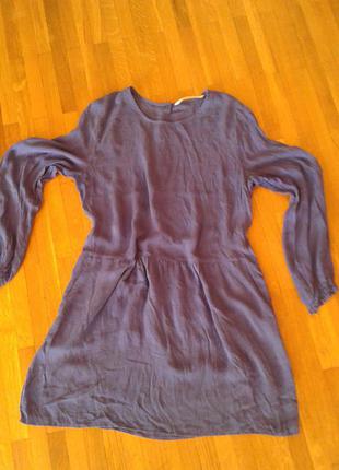 Актуальное платье цвета индиго натуральный шелк custommode 44р.