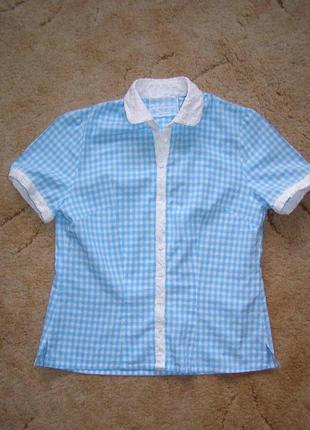 Блузка рубашка женская голубая клеточка wallmann (австрия),s , m2 фото
