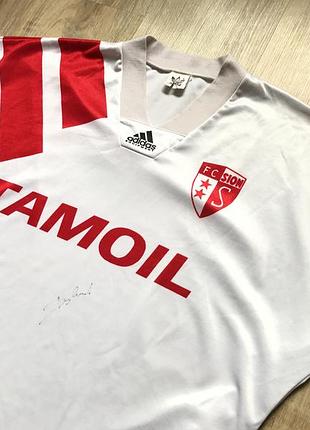 Мужская винтажная джерси с автографами adidas fc sion switzerland 1993 home football3 фото