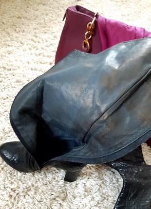Шикарные кожаные сапоги на толстом каблуке, fauzian jeunesse/италия,  р. 37-385 фото