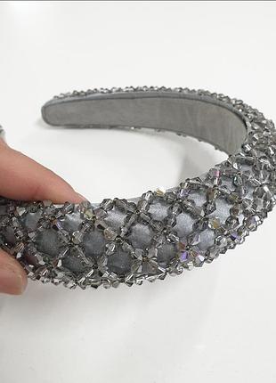 Обьемный вечерний ободок,обруч с хрусталем