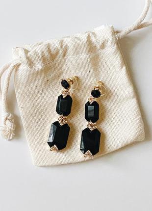 Вечірні сережки accessorize в стилі ар-деко з чорними камінням2 фото