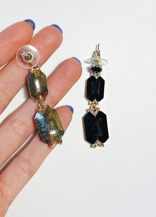 Вечірні сережки accessorize в стилі ар-деко з чорними камінням3 фото