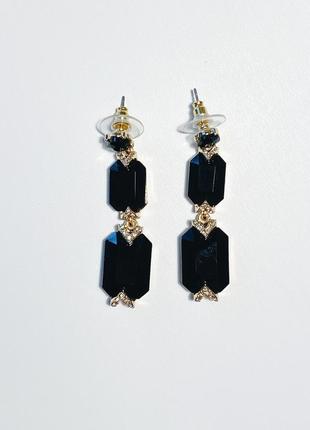 Вечерние серьги accessorize в стиле ар-деко с чёрными камнями4 фото