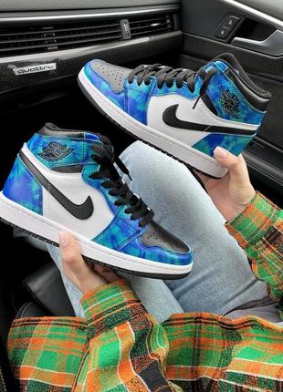 💙🖤🌼nike air jordan 1 retro high tie die🌼🖤💙жіночі кросівки найк джордан