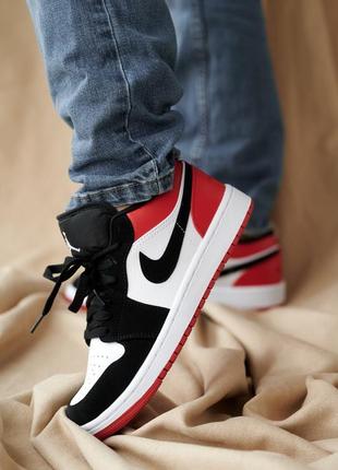Nike air jordan 1 low white black red❤️(36рр - 45рр) кроссовки найк джордан низкие
