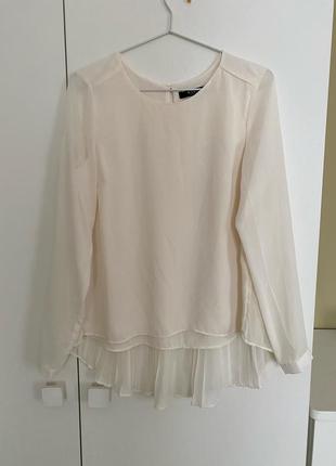 Блуза молочного цвета, классическая базовая блуза с длинными рукавами3 фото
