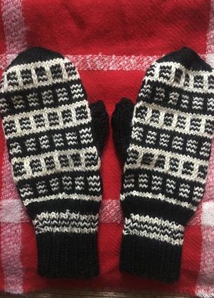 Тёплые варежки рукавицы шерстяные1 фото