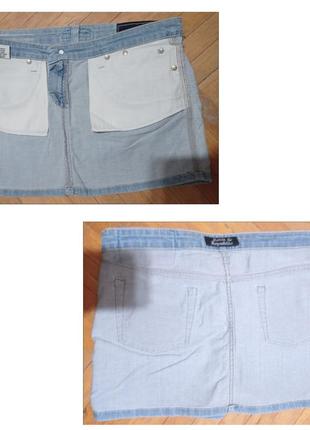 Джинсовая короткая юбка, голубой деним, размер м-л3 фото