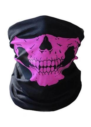 Бафф маска с рисунком черепа (челюсть), унисекс розовая