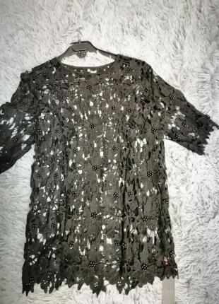 Блуза стрейч мереживо, гіпюр з жемчуженами1 фото
