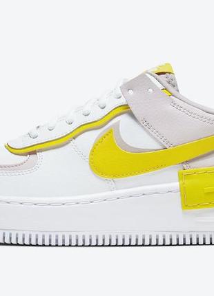 Кроссовки женские nike air force 1 shadow белые/желтые (найк аир форс шадоу, кросівки)