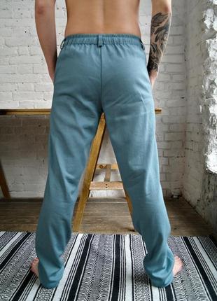 Мужские летние брюки, штаны из льна, льняные мужские брюки6 фото