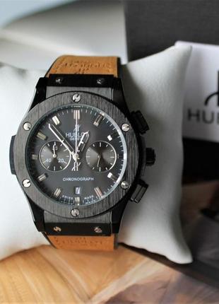 Наручний годинник hublot big bang beige&black5 фото