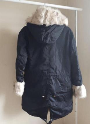 Курточка теплая с мехом парка зимняя парка3 фото