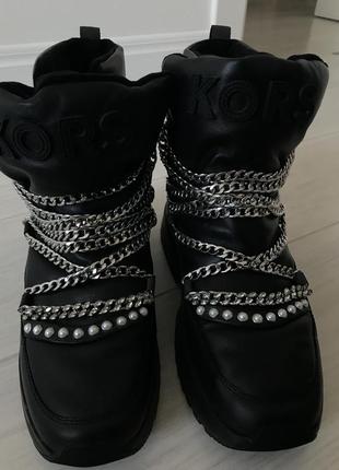Ботинки зимние michael kors cassia leather boots оригинал сапоги кроссовки3 фото